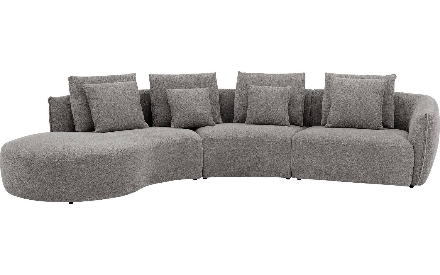 Goossens Bank Fay donkergrijs, stof, 1,5-zits, stijlvol landelijk met chaise longue links - 8718823317992