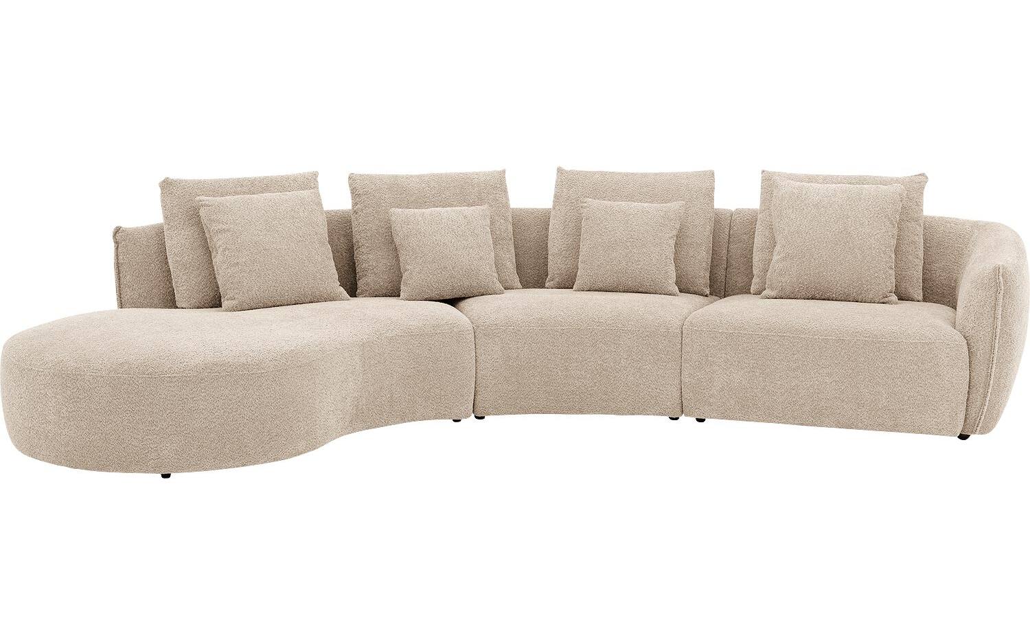 Goossens Bank Fay beige, stof, 1,5-zits, stijlvol landelijk met chaise longue rechts - 8718823318036