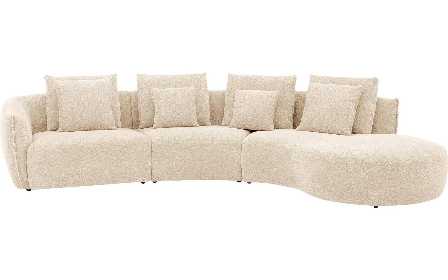 Goossens Bank Fay beige, stof, 1,5-zits, stijlvol landelijk met chaise longue rechts - 8718823318043