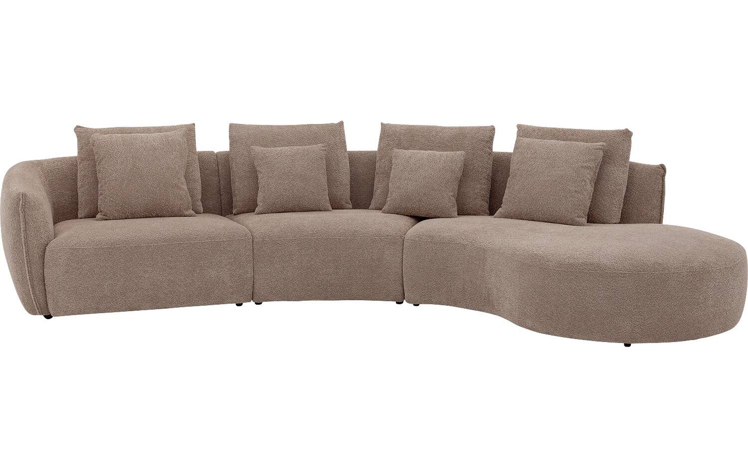 Goossens Bank Fay bruin, stof, 1,5-zits, stijlvol landelijk met chaise longue rechts - 8718823318067