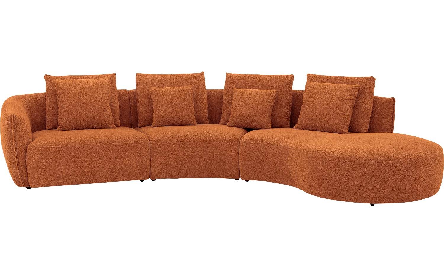 Goossens Bank Fay rood, stof, 1,5-zits, stijlvol landelijk met chaise longue rechts - 8718823318081
