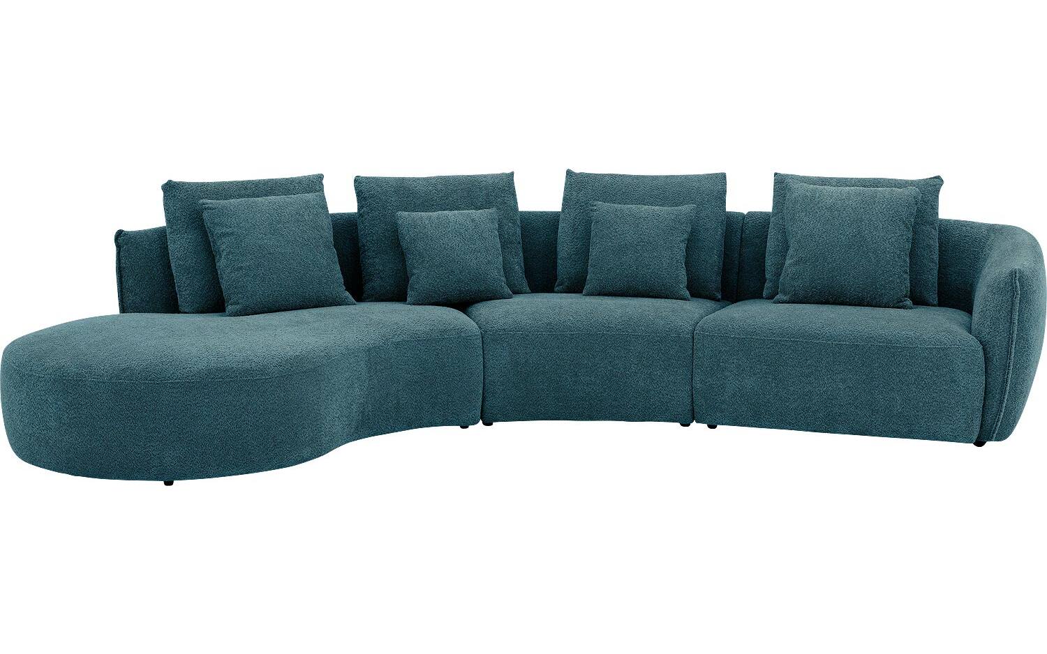Goossens Bank Fay groen, stof, 1,5-zits, stijlvol landelijk met chaise longue rechts - 8718823318111