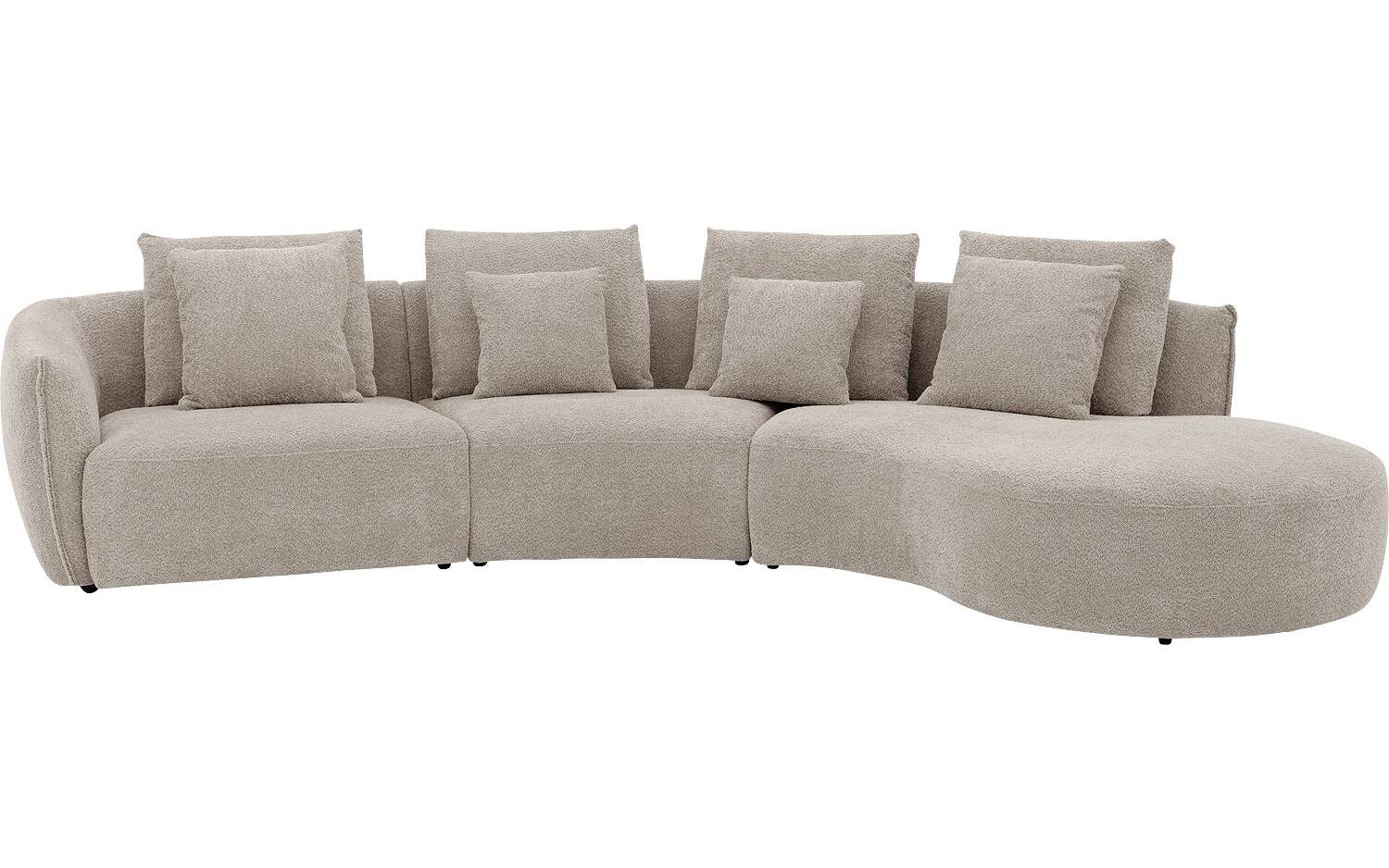 Goossens Bank Fay lichtgrijs, stof, 1,5-zits, stijlvol landelijk met chaise longue rechts - 8718823318142
