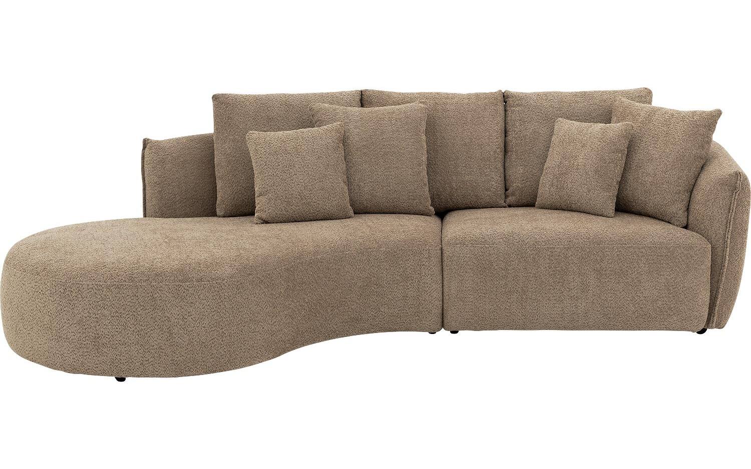 Goossens Bank Fay bruin, stof, 1,5-zits, stijlvol landelijk met chaise longue links - 8718823318210