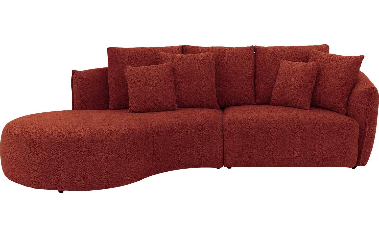 Goossens Bank Fay rood, stof, 1,5-zits, stijlvol landelijk met chaise longue links - 8718823318234