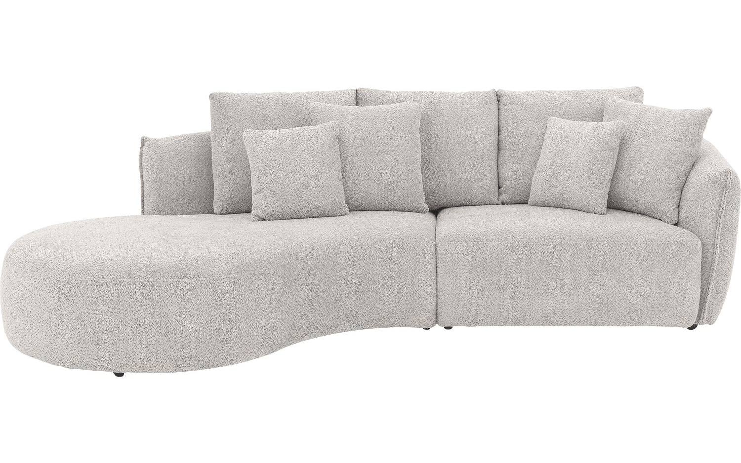 Goossens Bank Fay grijs, stof, 1,5-zits, stijlvol landelijk met chaise longue links - 8718823318296