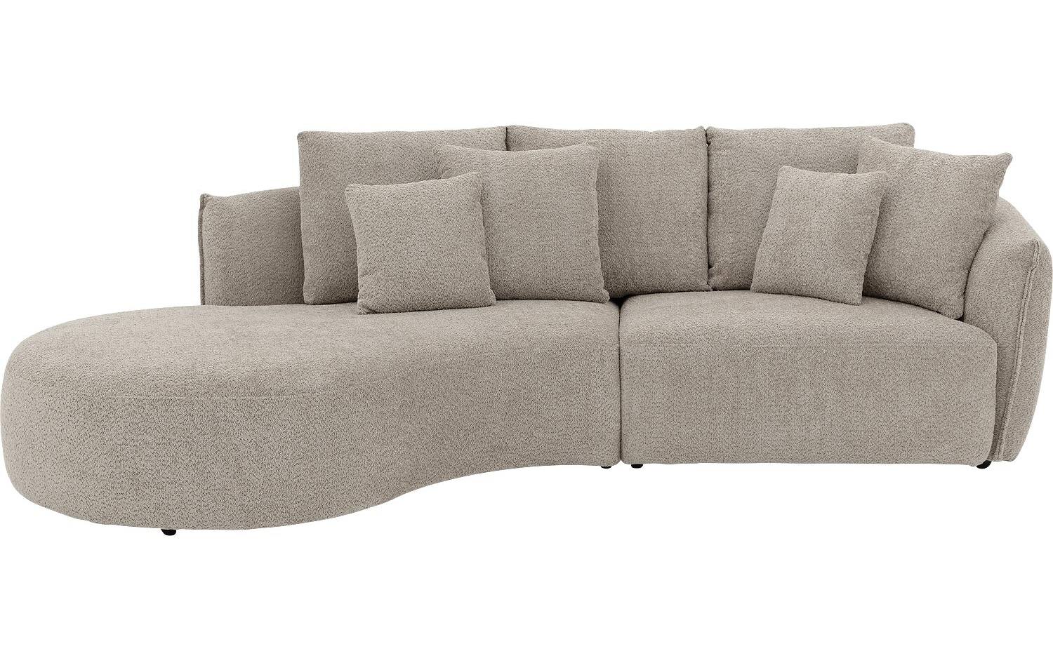 Goossens Bank Fay lichtgrijs, stof, 1,5-zits, stijlvol landelijk met chaise longue links - 8718823318302