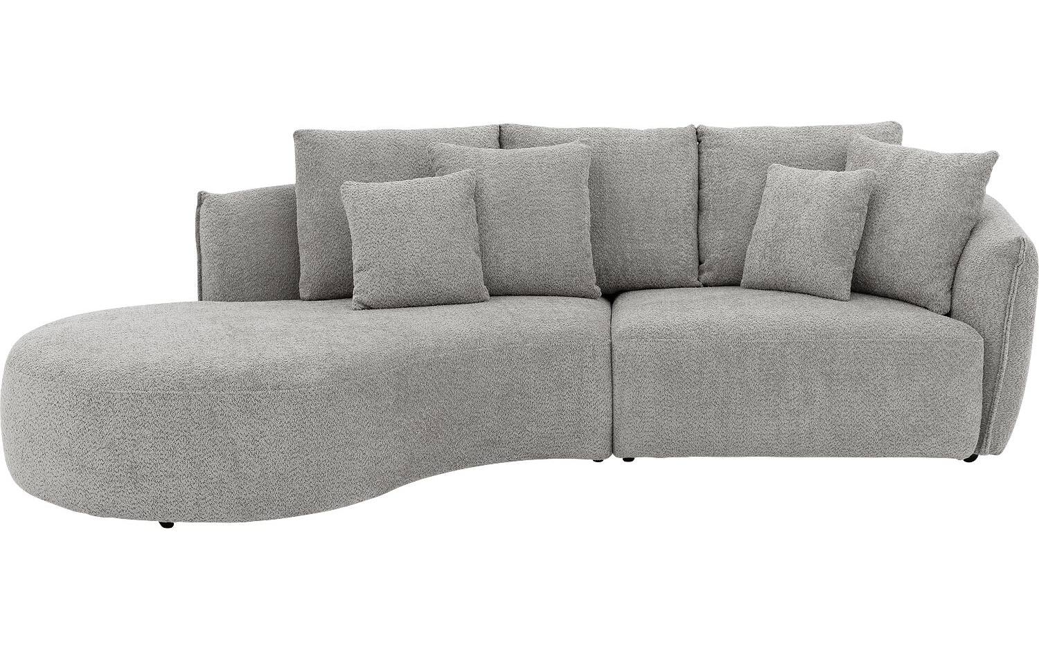 Goossens Bank Fay grijs, stof, 1,5-zits, stijlvol landelijk met chaise longue links - 8718823318319