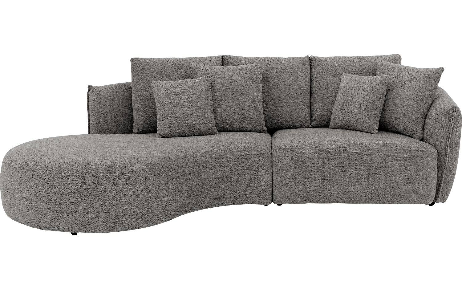 Goossens Bank Fay donkergrijs, stof, 1,5-zits, stijlvol landelijk met chaise longue links - 8718823318326