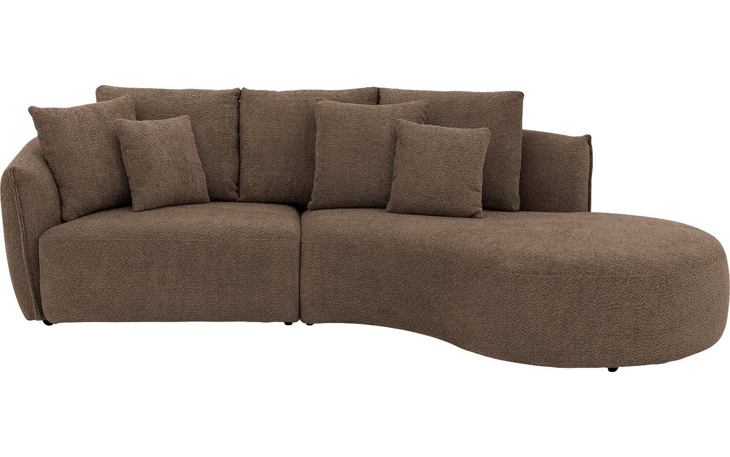 Goossens Bank Fay bruin, stof, 1,5-zits, stijlvol landelijk met chaise longue rechts - 8718823318340