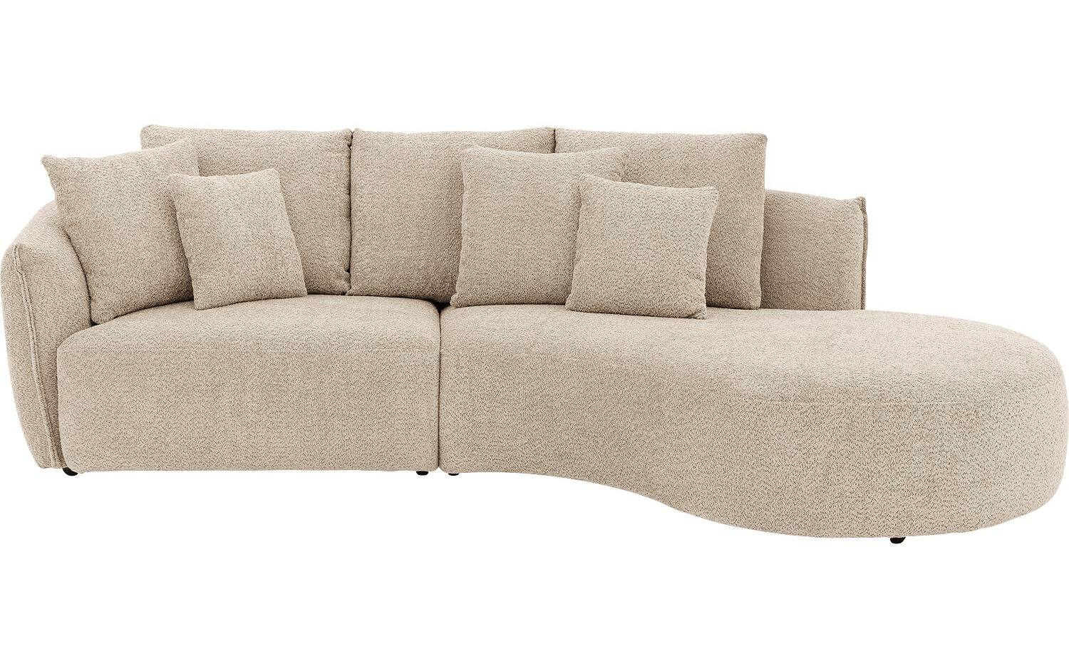 Goossens Bank Fay beige, stof, 1,5-zits, stijlvol landelijk met chaise longue rechts - 8718823318357