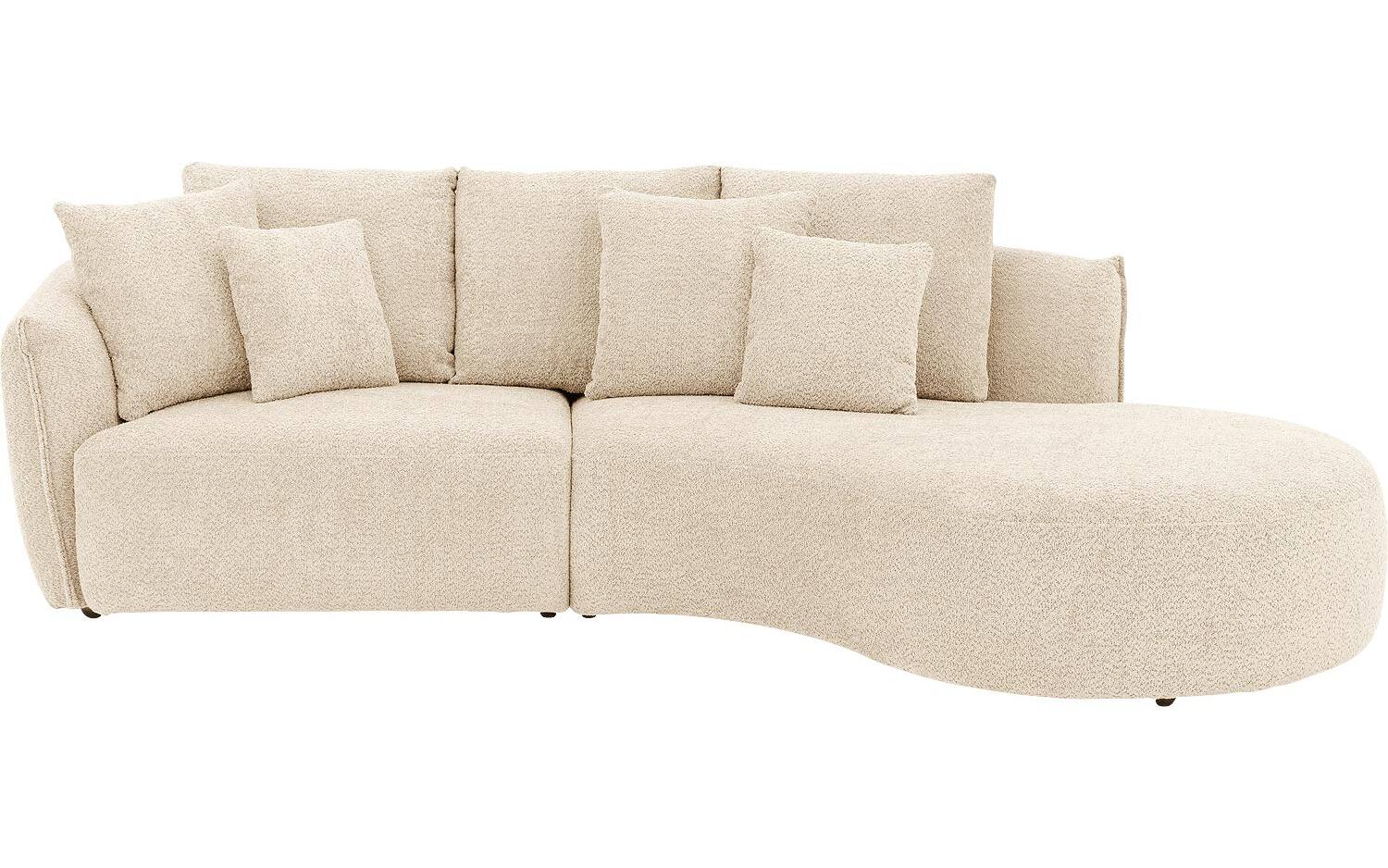 Goossens Bank Fay beige, stof, 1,5-zits, stijlvol landelijk met chaise longue rechts - 8718823318364
