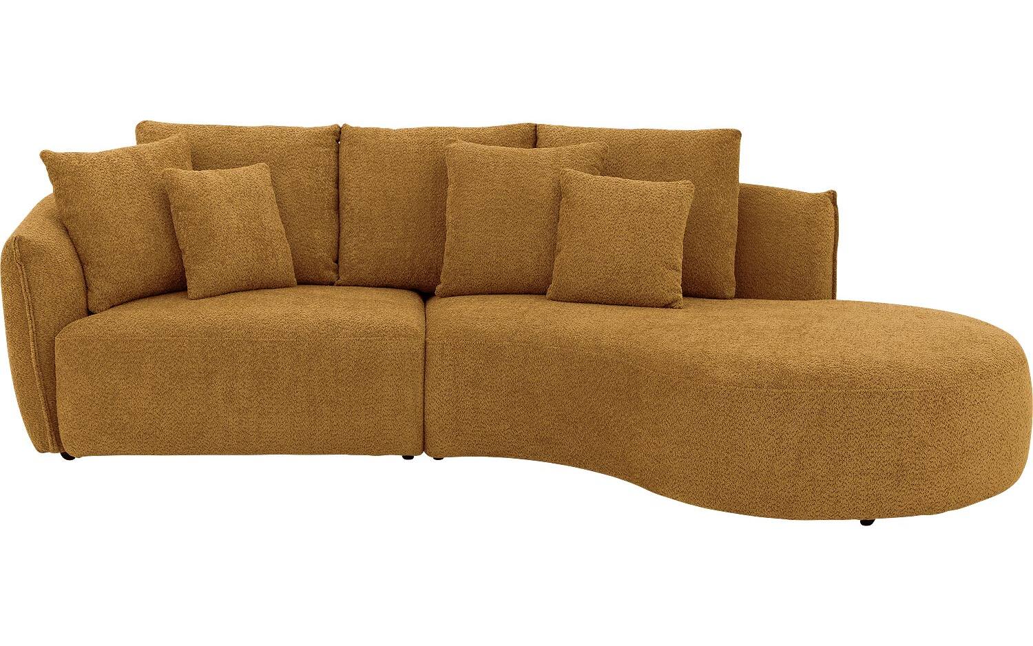 Goossens Bank Fay geel, stof, 1,5-zits, stijlvol landelijk met chaise longue rechts - 8718823318418