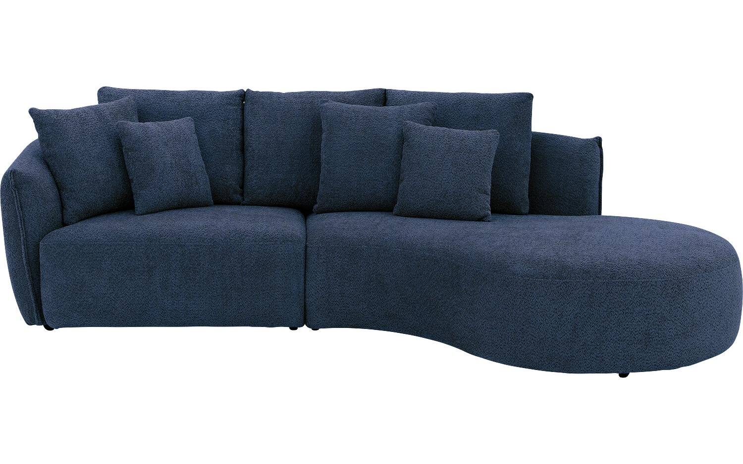 Goossens Bank Fay blauw, stof, 1,5-zits, stijlvol landelijk met chaise longue rechts - 8718823318432
