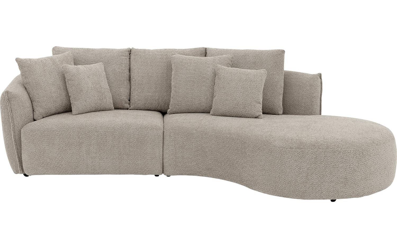 Goossens Bank Fay lichtgrijs, stof, 1,5-zits, stijlvol landelijk met chaise longue rechts - 8718823318456