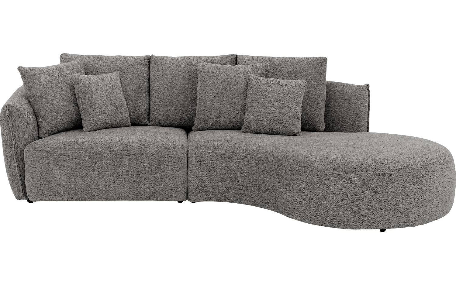 Goossens Bank Fay donkergrijs, stof, 1,5-zits, stijlvol landelijk met chaise longue rechts - 8718823318470