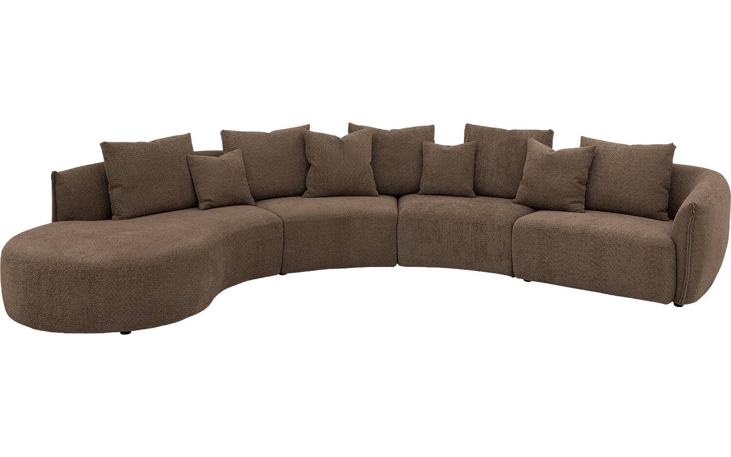 Goossens Bank Fay bruin, stof, 1,5-zits, stijlvol landelijk met chaise longue links - 8718823318968
