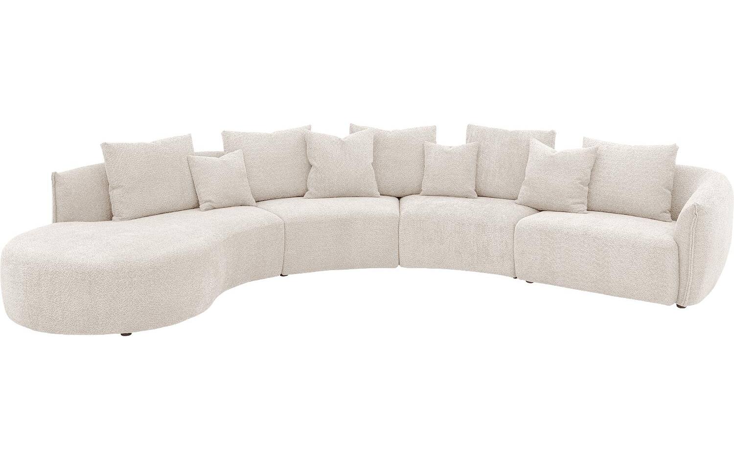 Goossens Bank Fay wit, stof, 1,5-zits, stijlvol landelijk met chaise longue links - 8718823318975