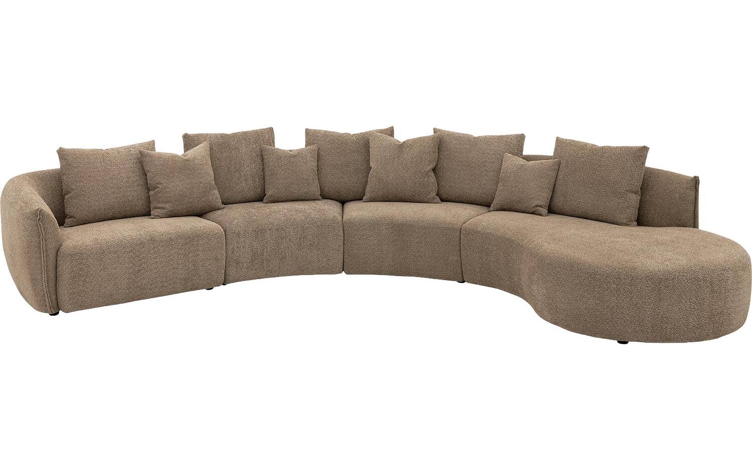 Goossens Bank Fay bruin, stof, 1,5-zits, stijlvol landelijk met chaise longue links - 8718823319002