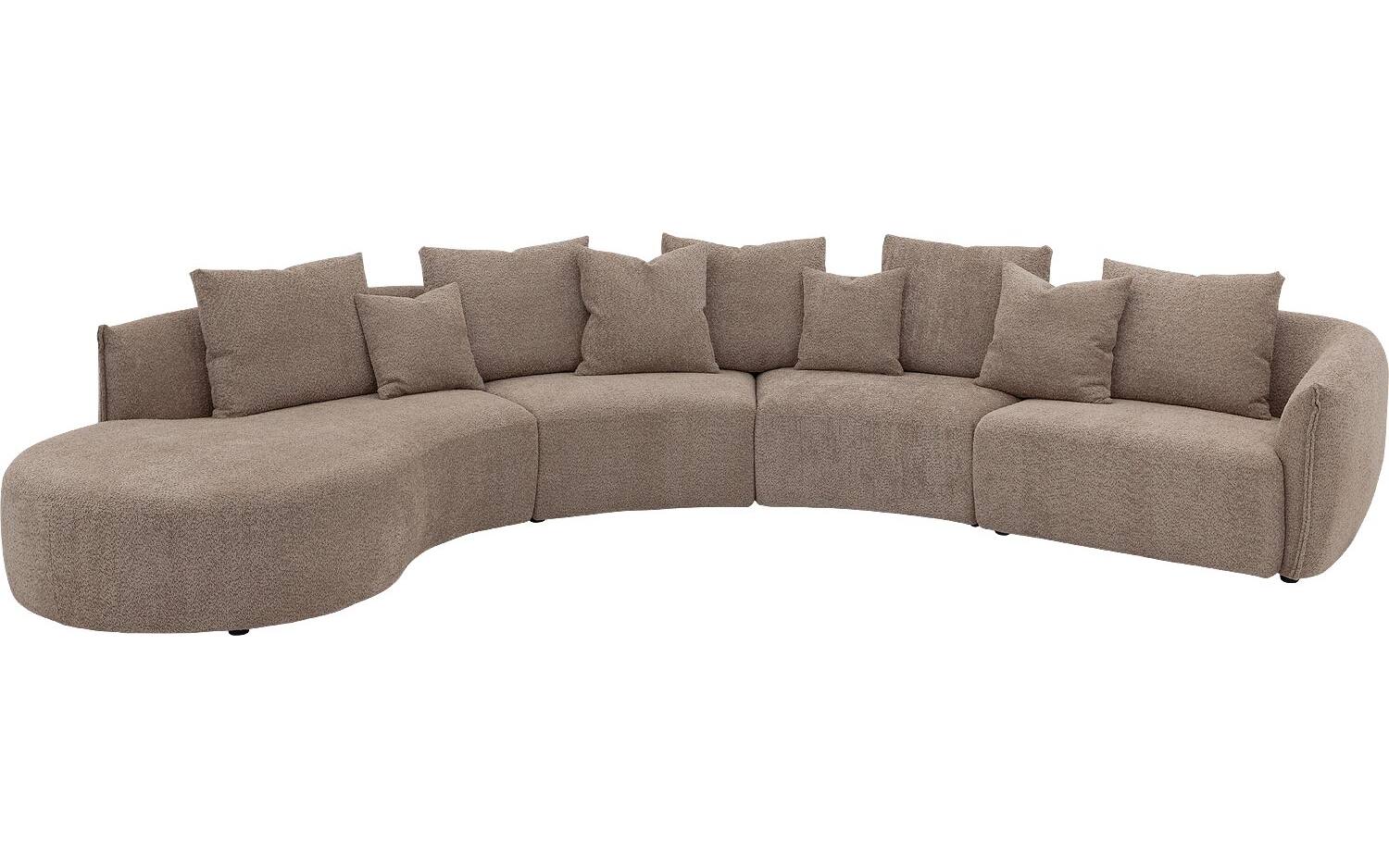 Goossens Bank Fay bruin, stof, 1,5-zits, stijlvol landelijk met chaise longue links - 8718823319019