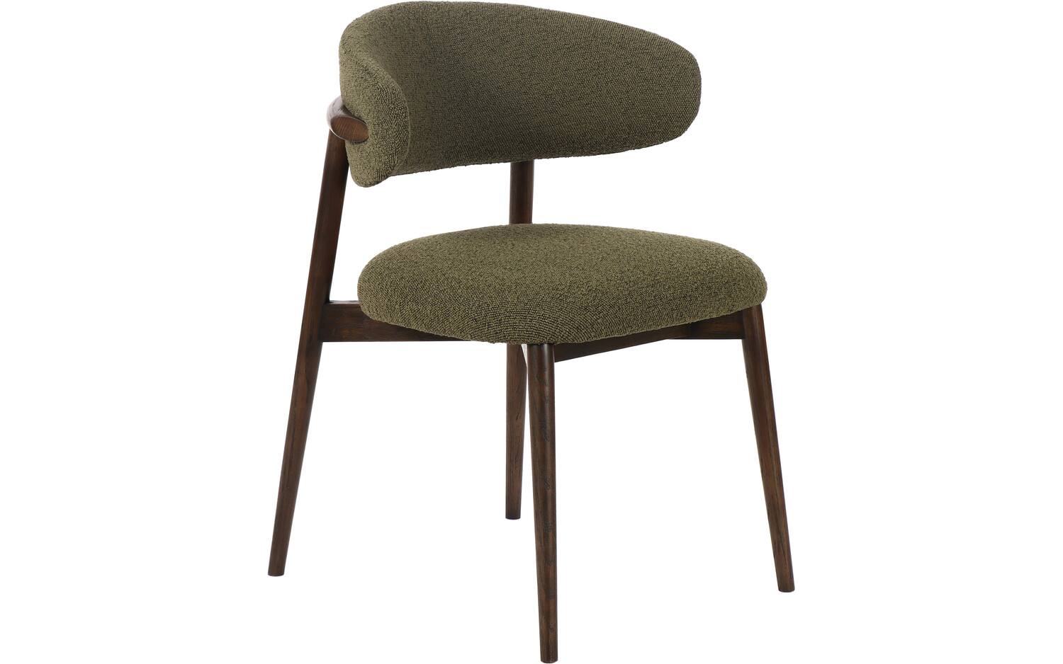 Goossens Stoel Diede met Massief Houten Frame groen stof leuning, stijlvol landelijk - 8718823320954