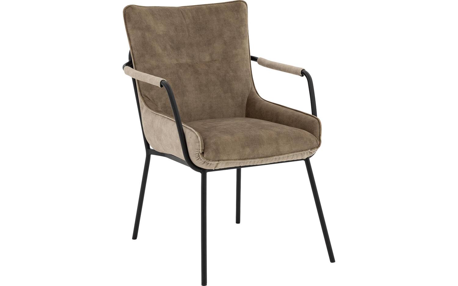 Goossens Excellent Eetkamerstoel Matteo bruin stof met armleuning, elegant chic - 8718823322729