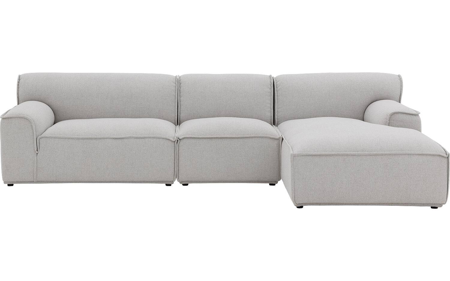 Goossens Excellent Elementenbank Sens bruin, stof, 1,5-zits, urban industrieel met chaise longue rechts - 8718823321289