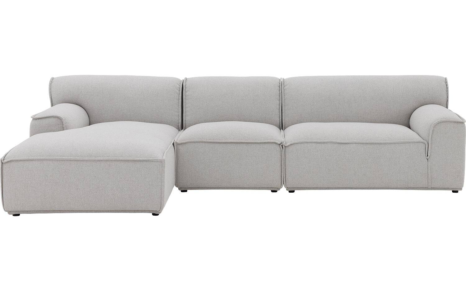 Goossens Excellent Elementenbank Sens bruin, stof, 1,5-zits, urban industrieel met chaise longue links - 8718823321296