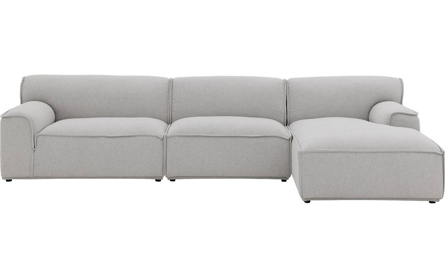 Goossens Excellent Elementenbank Sens bruin, stof, 1,5-zits, urban industrieel met chaise longue rechts - 8718823321302