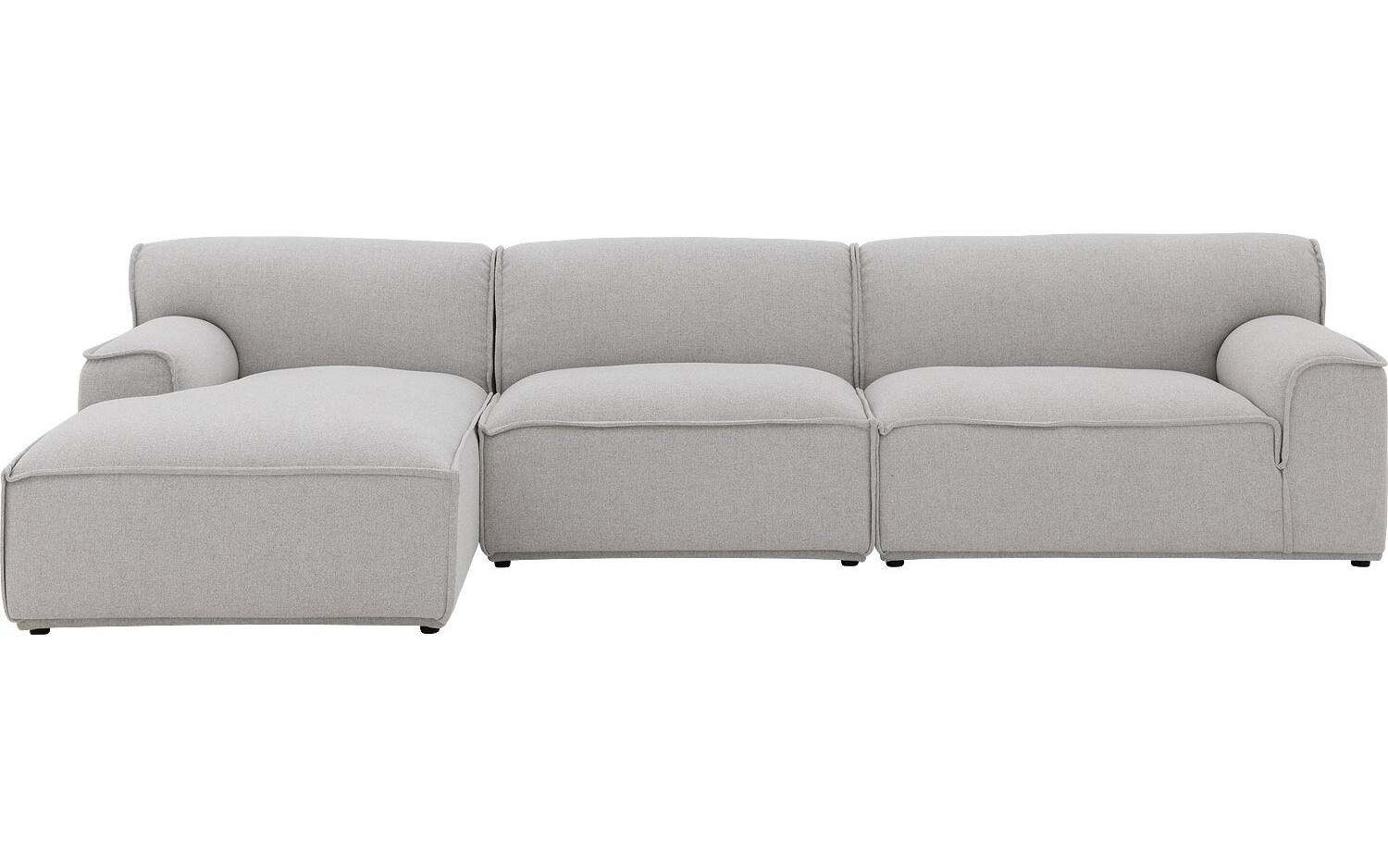 Goossens Excellent Elementenbank Sens bruin, stof, 1,5-zits, urban industrieel met chaise longue links - 8718823321319