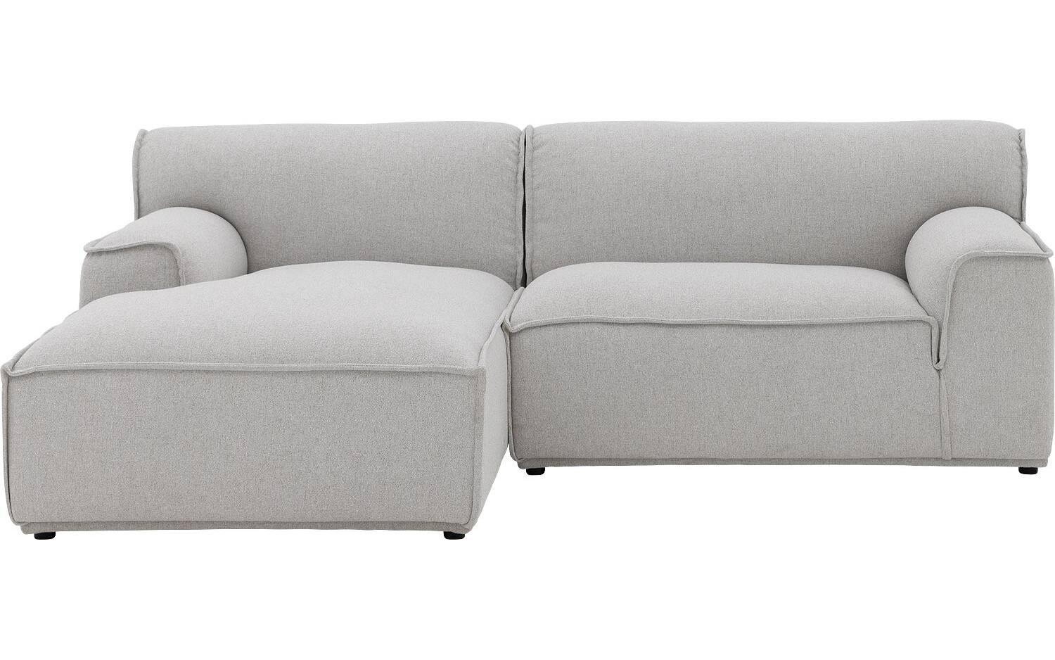 Goossens Excellent Elementenbank Sens bruin, stof, 1,5-zits, urban industrieel met chaise longue links - 8718823321524