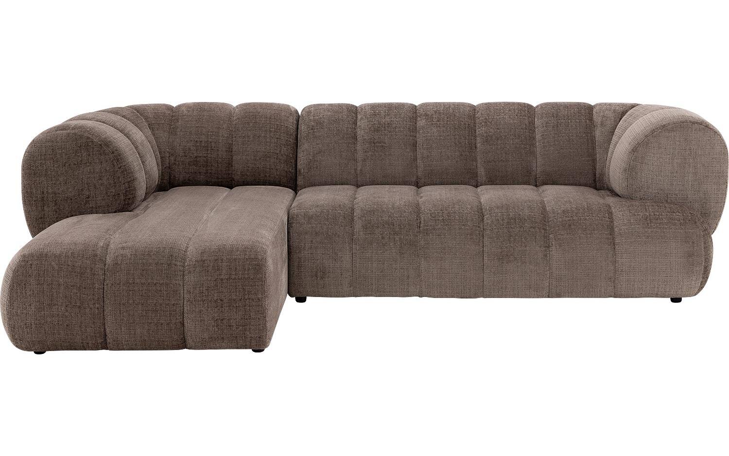 Goossens Bank Weave bruin, stof, 2,5-zits, met ligelement links - 8718823321722