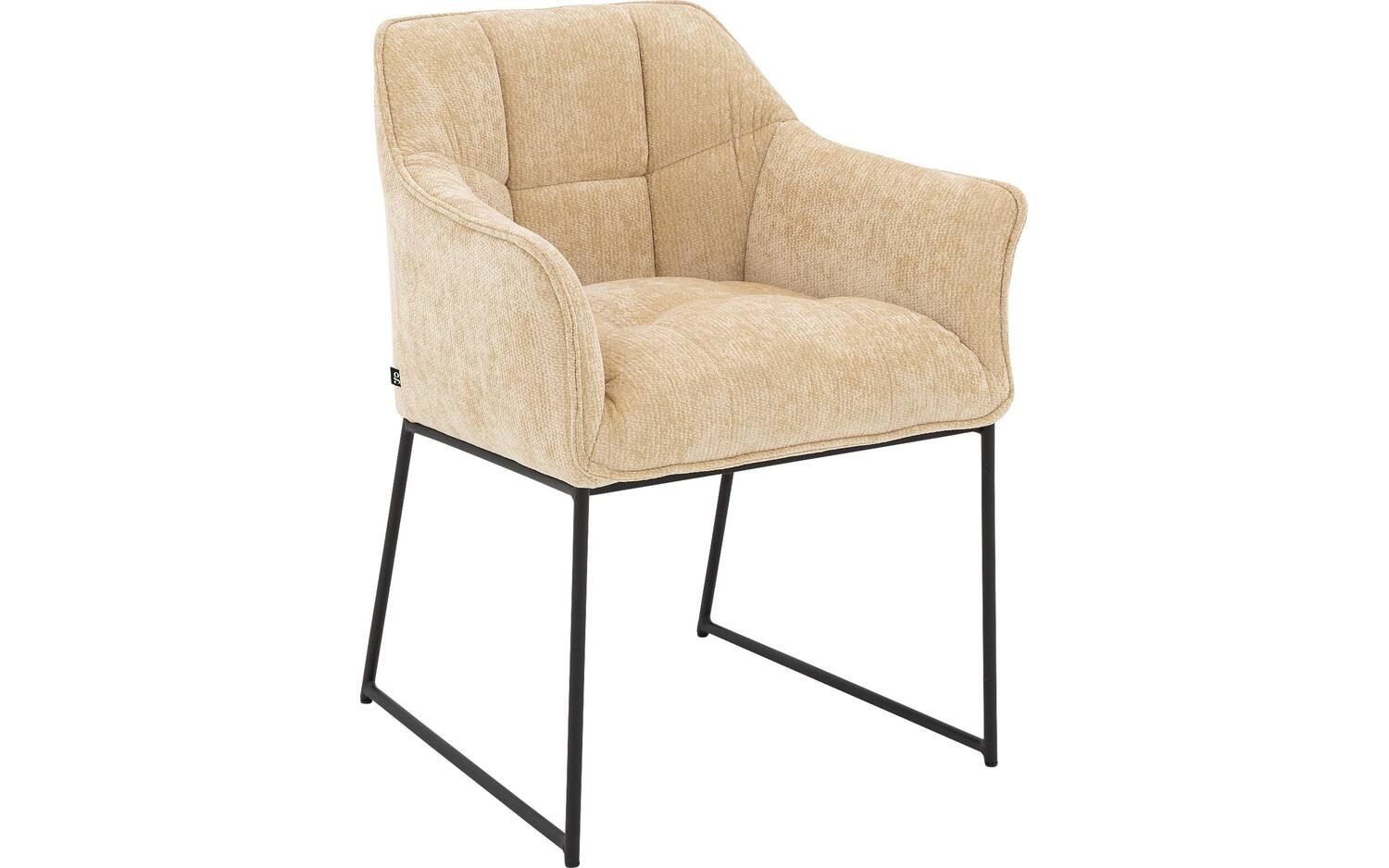 Goossens Eetkamerstoel Ronnie beige stof met armleuning, elegant chic - 8718823322590