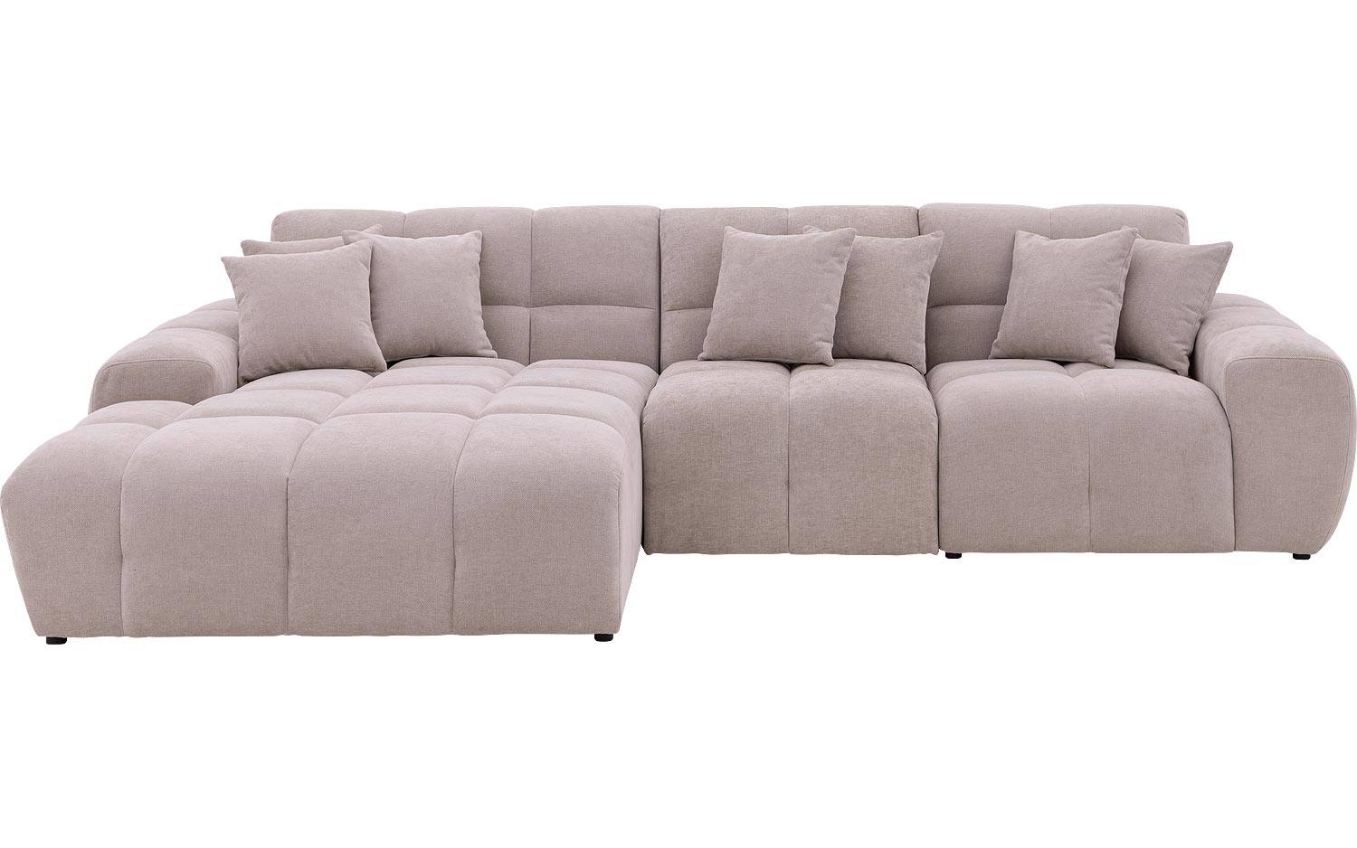 Goossens Excellent Bank Kubus beige, stof, modern design met chaise longue links - 8718823325010