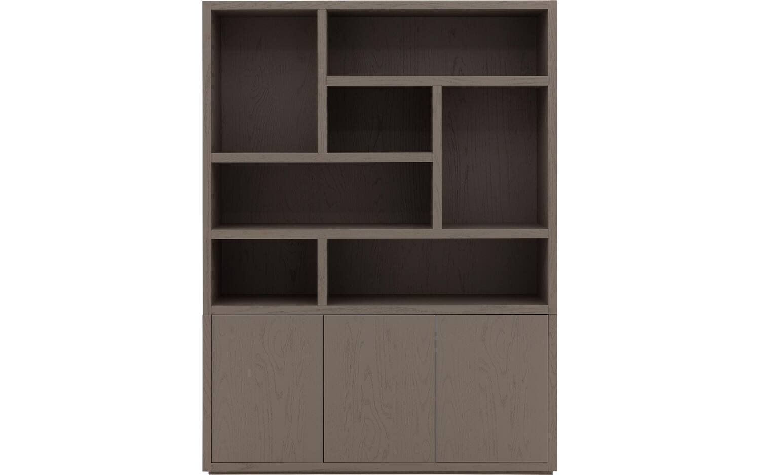 Goossens Buffetkast Barcelona, 3 deuren 7 open vakken (verticale layout), bruin eiken, 158 x 212 x 45 cm, stijlvol landelijk - 8718823325287