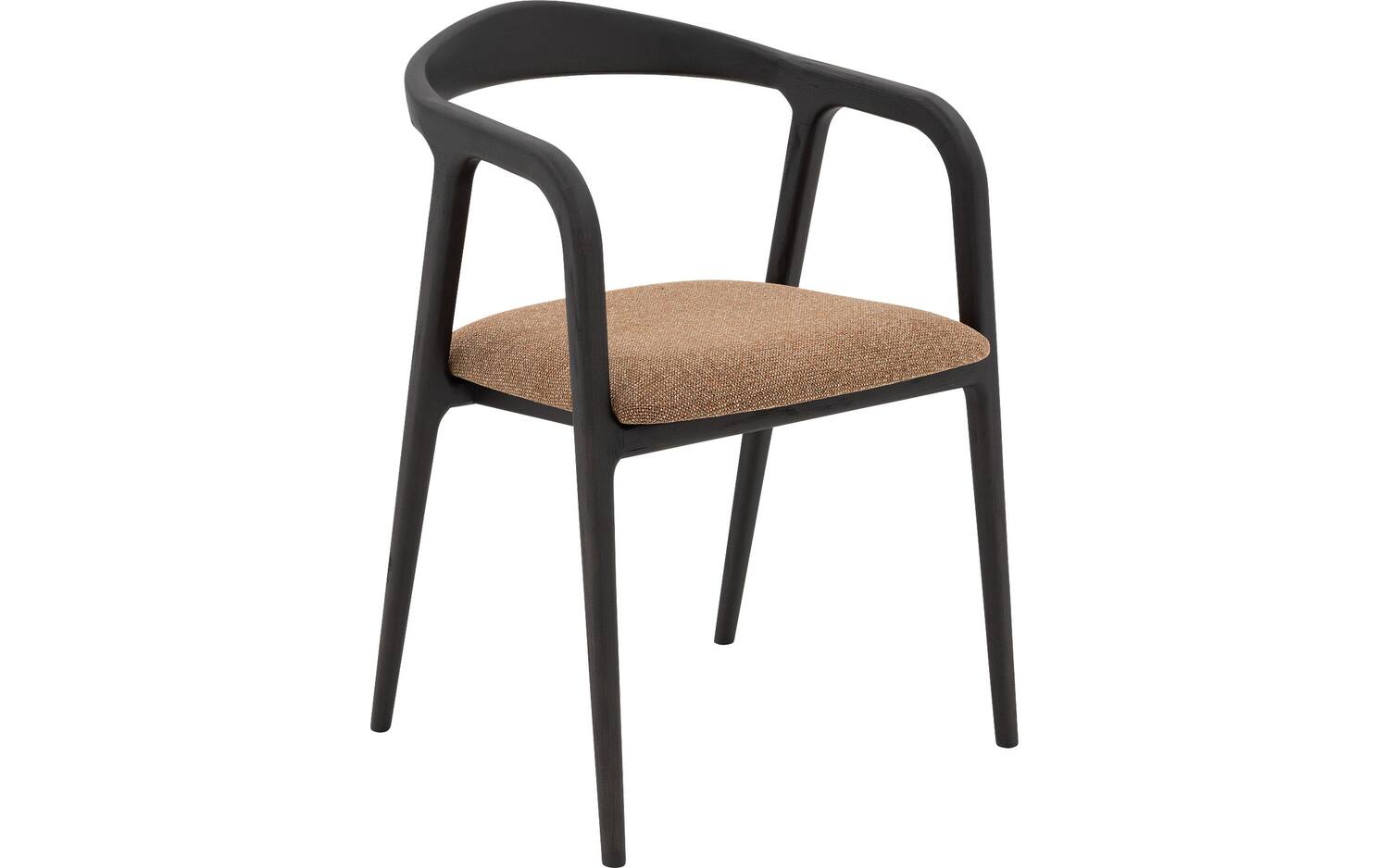 Goossens Stoel Laura met Massief Houten Frame bruin stof met armleuning, - 8718823324778