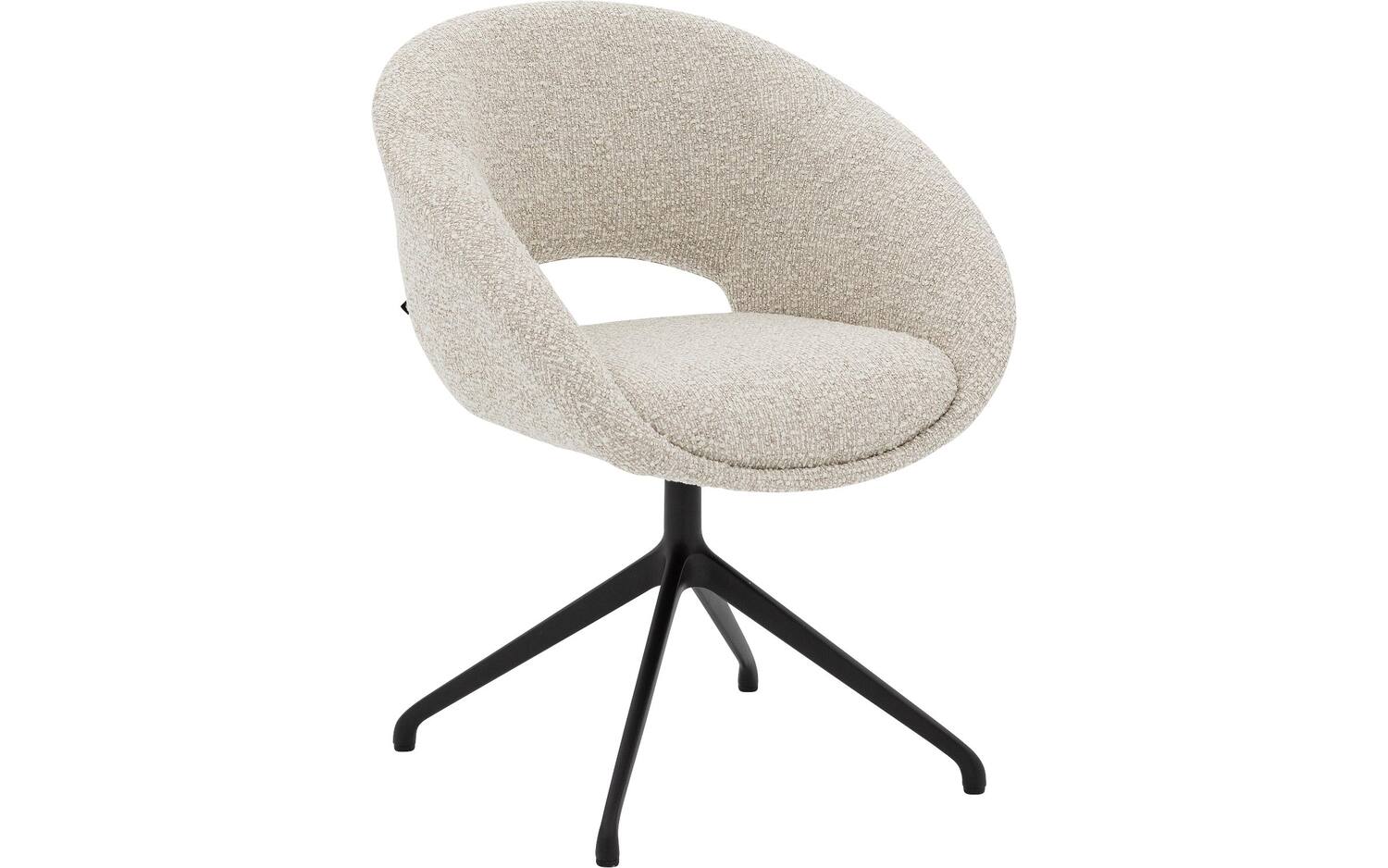 Goossens Stoel Babs beige stof graden draaibaar met armleuning, modern design - 8718823341744