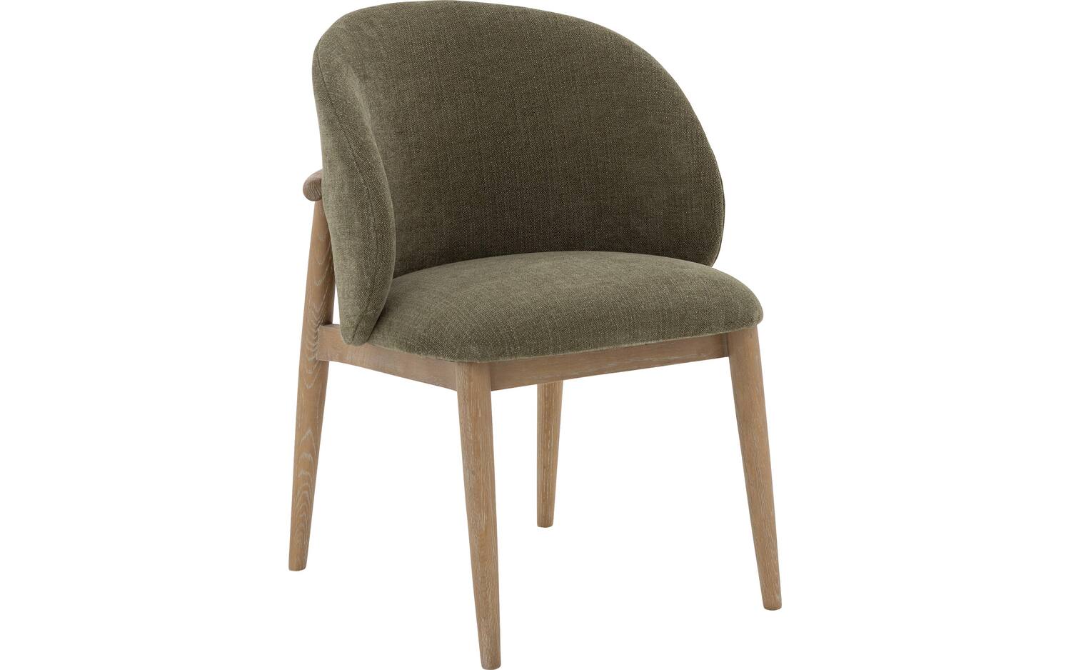 Goossens Stoel Diederik met Massief Houten Frame groen stof met armleuning, stijlvol landelijk - 8718823322255