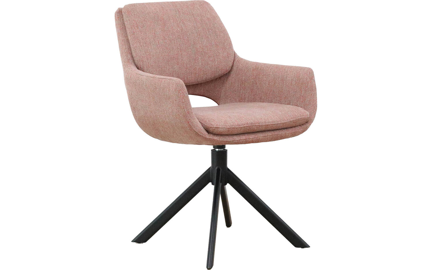 Goossens Eetkamerstoel Daisy roze stof graden draaibaar met return functie met armleuning, modern design - 8718823325799