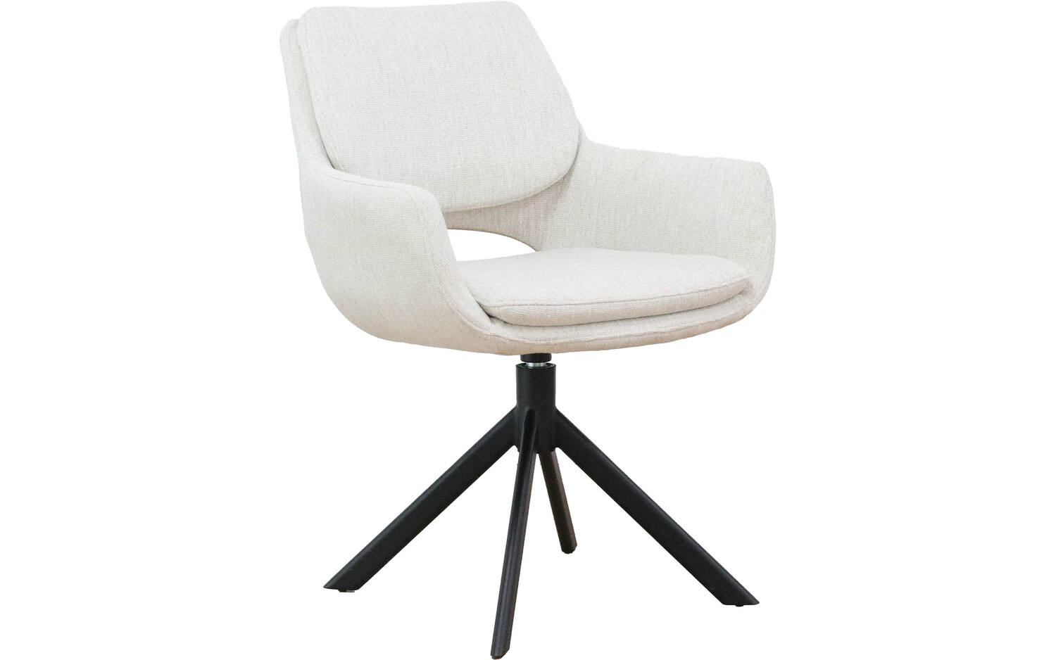 Goossens Eetkamerstoel Daisy beige stof graden draaibaar met return functie met armleuning, modern design - 8718823325805