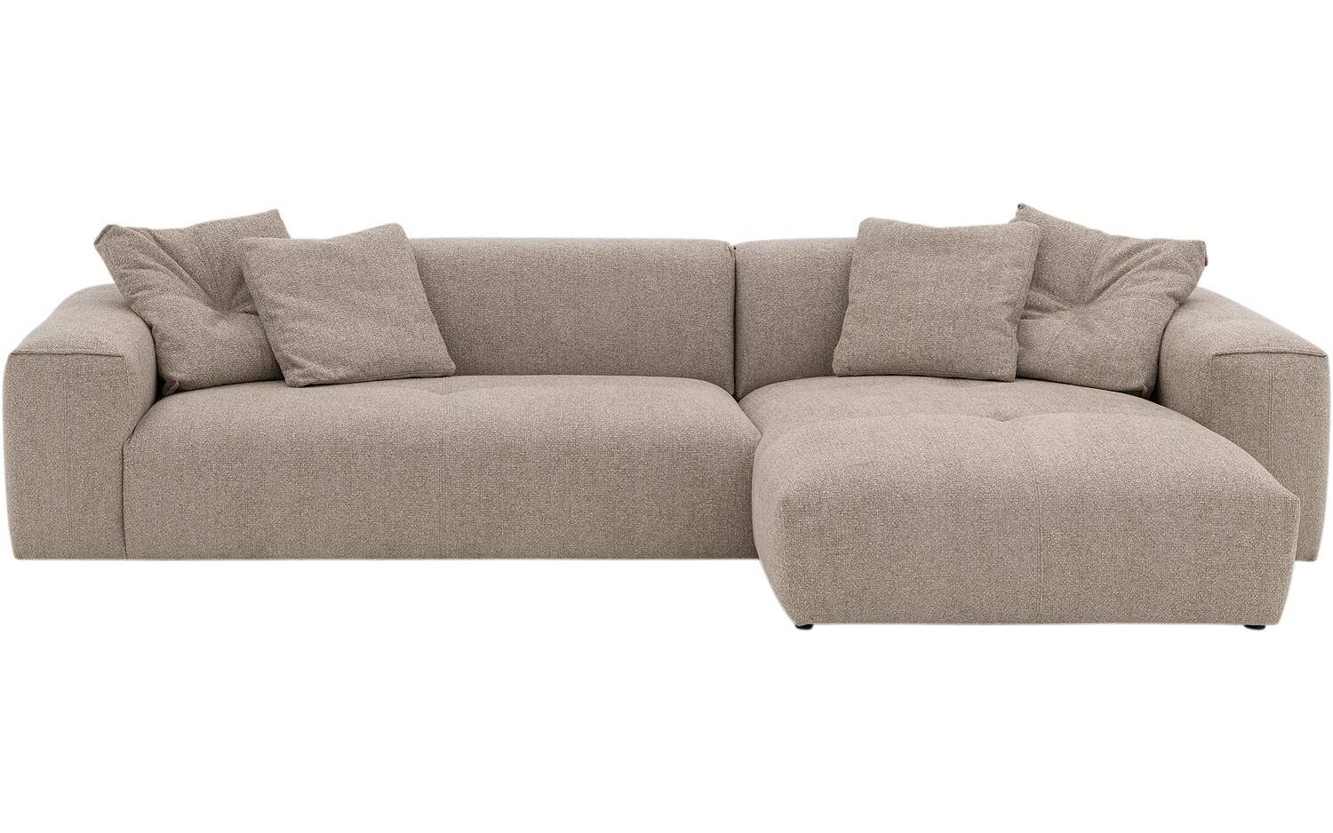 Goossens Bank Lago bruin, stof, met chaise longue rechts - 8718823324242