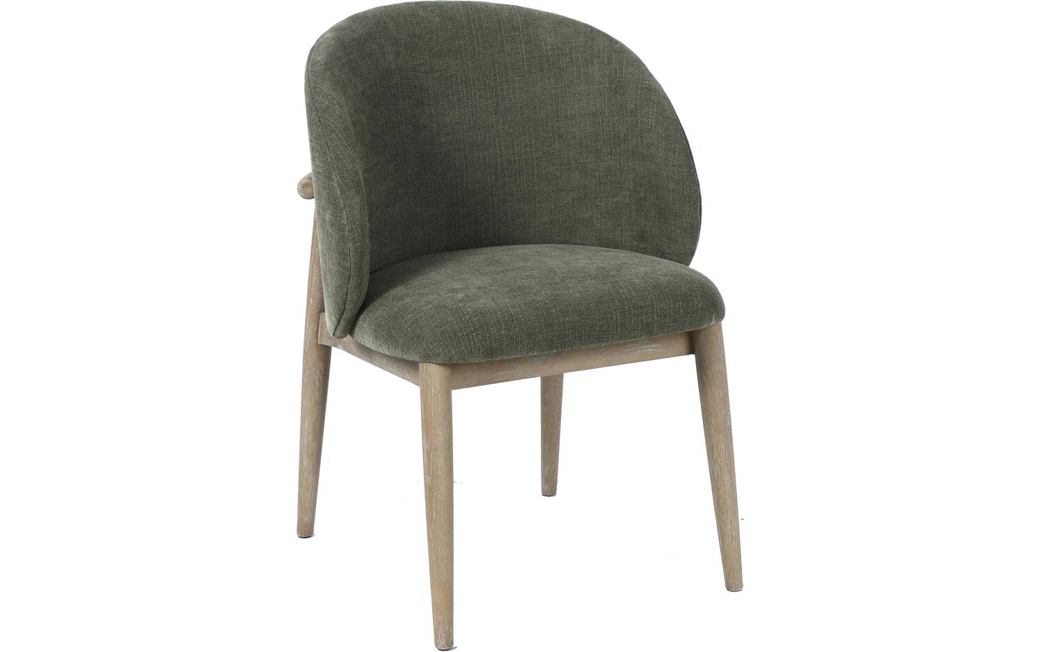 Goossens Stoel Diederik met Massief Houten Frame groen stof met armleuning, stijlvol landelijk - 8718823322255