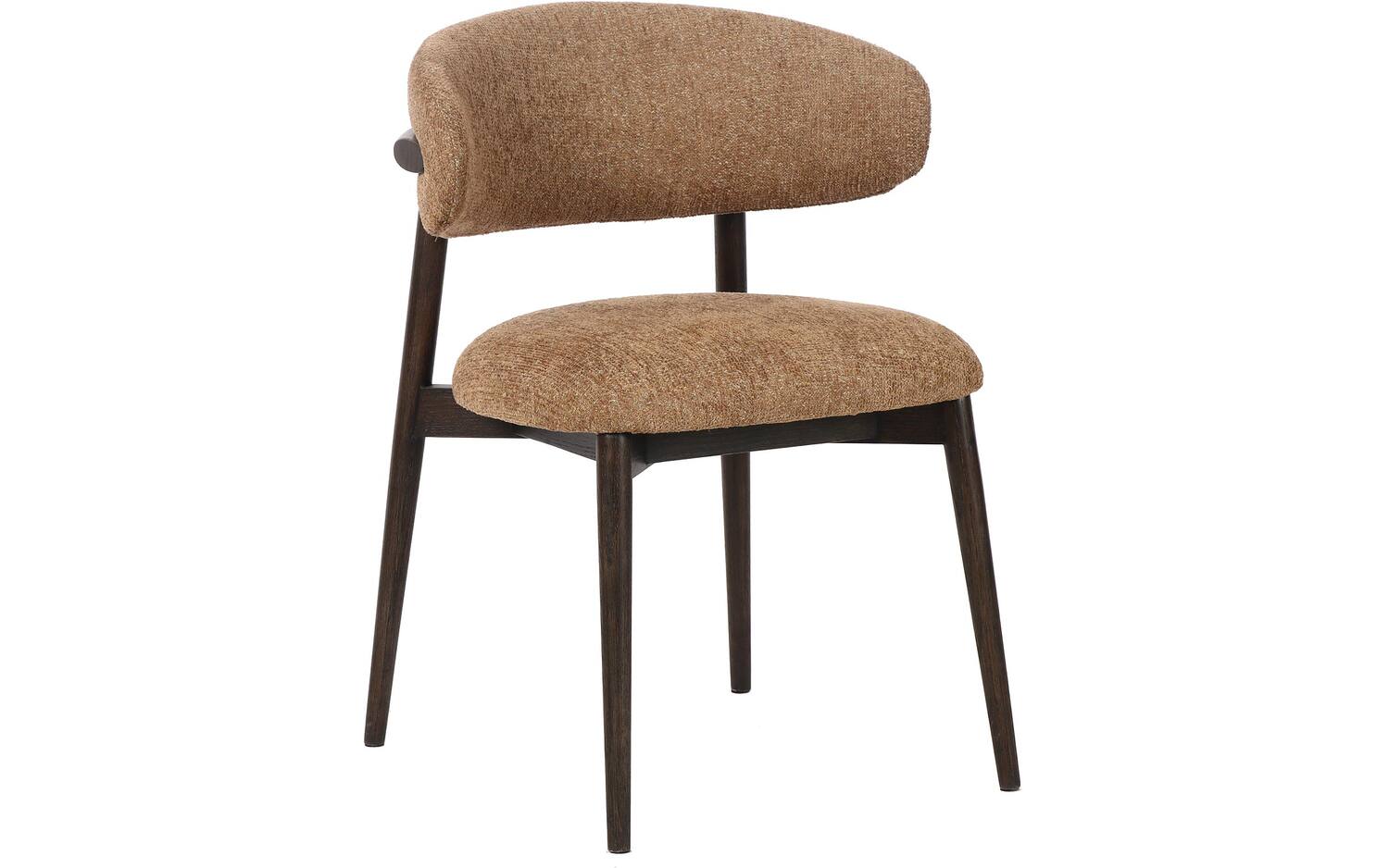 Goossens Stoel Diede met Massief Houten Frame geel stof leuning, stijlvol landelijk - 8718823322262