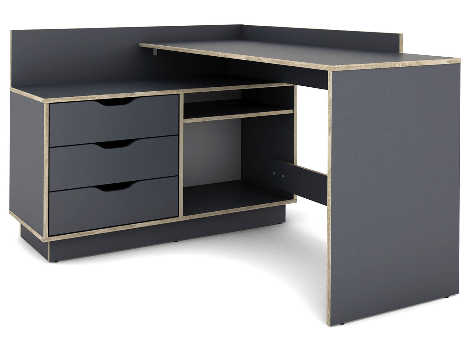 byLIVING Bureau Belfast (Antraciet/Sonoma eiken) - 4251942205619