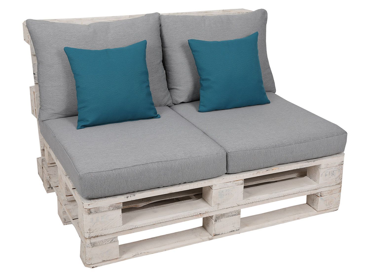 GO-DE Textil Palletkussenset (Lichtgrijs/petrol) - 4014082058107