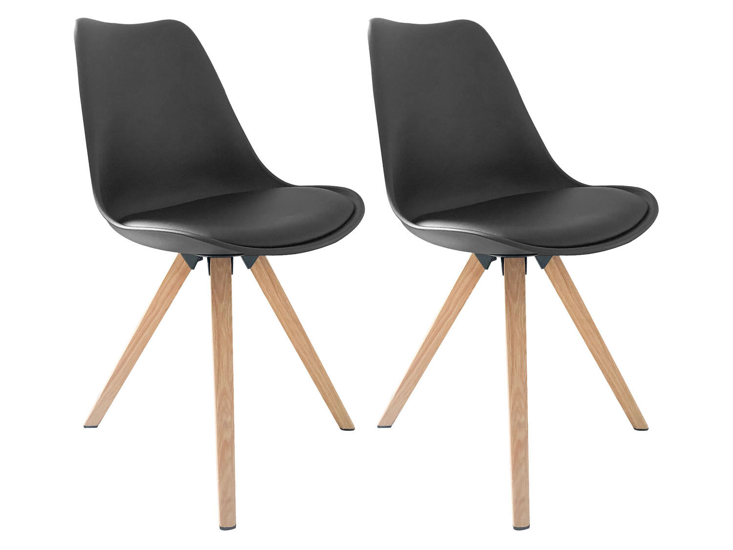 byLIVING 2 stoelen Kira (Zwart/eiken) - 4251942205466