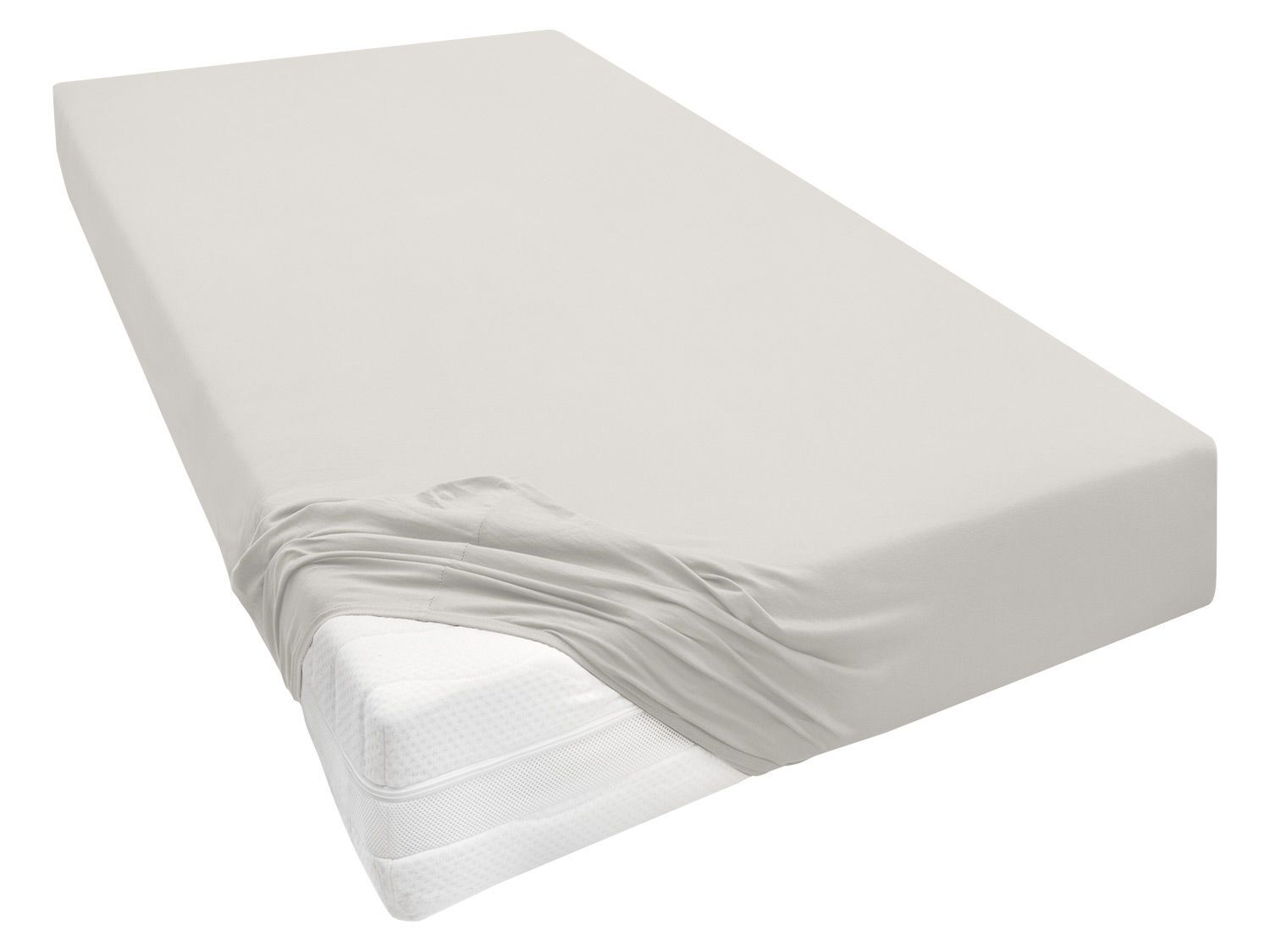 Biberna Jersey hoeslaken voor boxspringmatrassen (Lichtgrijs, 140-160 x 200-220 cm) - 4053855231989