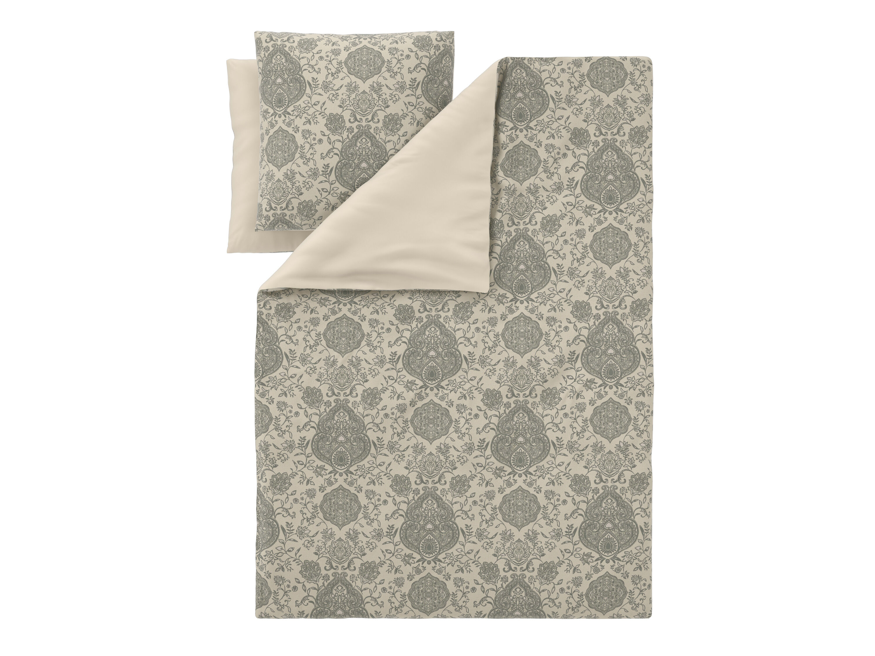 LIVARNO Satijnen dekbedovertrek 240 x 220 cm (crème/grijs) - 4052916828298