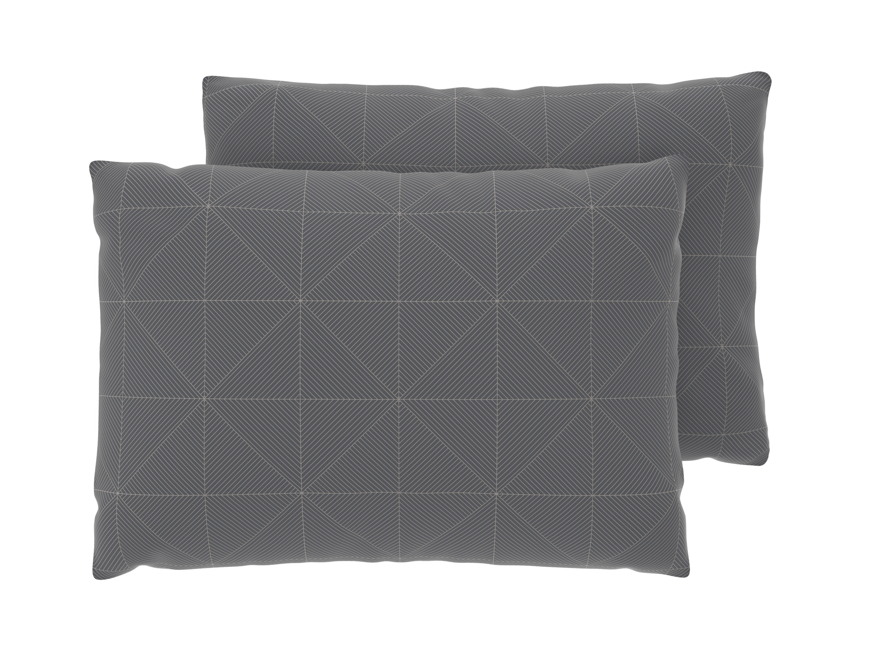 LIVARNO Set van 2 satijnen kussenslopen 60 x 50 cm (Geometrisch/antraciet) - 4052916816486