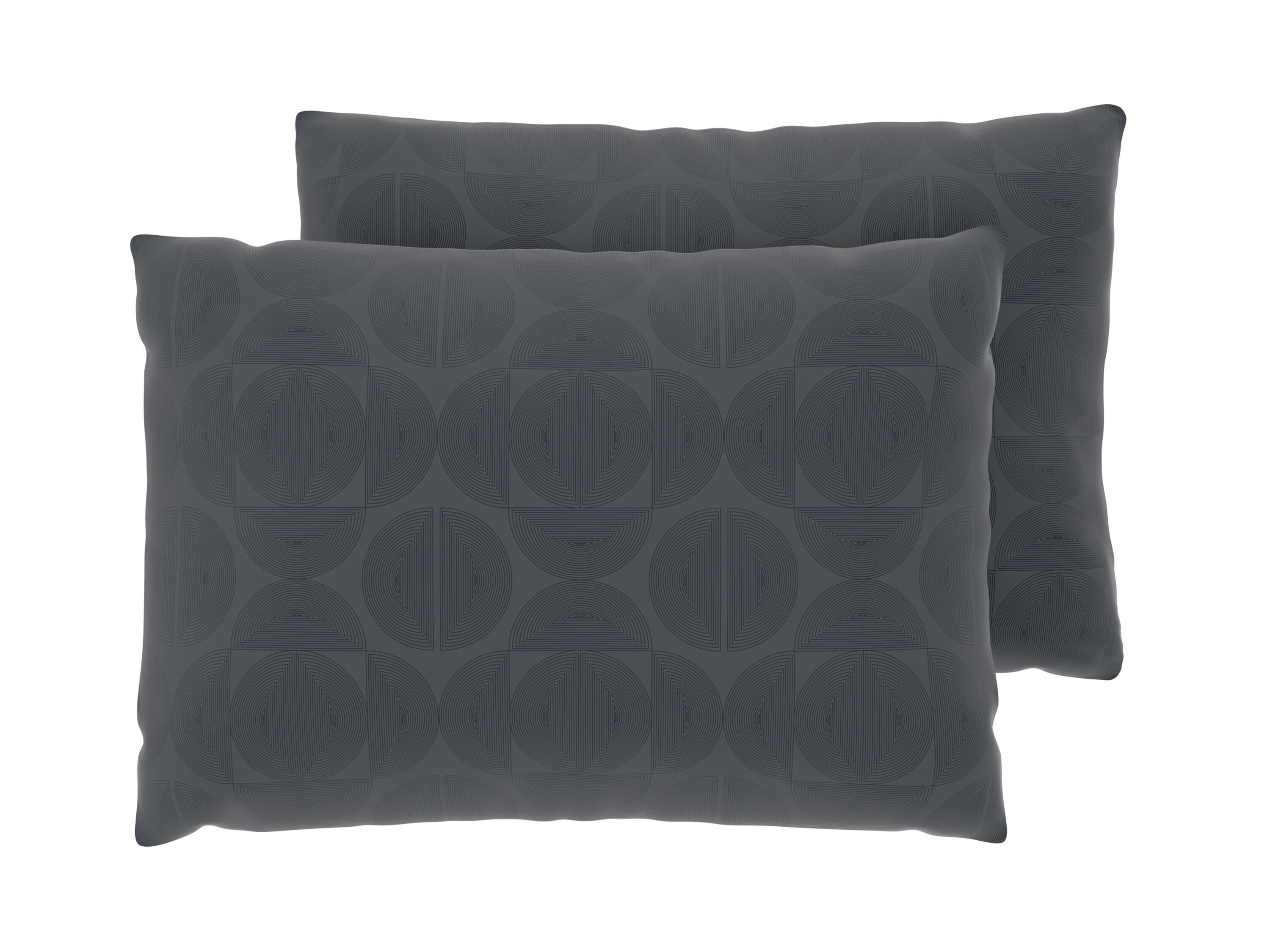 LIVARNO Set van 2 satijnen kussenslopen 60 x 50 cm (Cirkels/antraciet) - 4052916816394